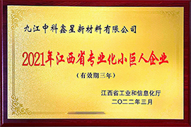 中科 2021年江西省专业化小巨人企业